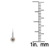 0.45 Carat (ctw) 10K White Gold Round Champagne & White Diamond Ladies Halo Style Dangling Drop Earrings 1/2 CT