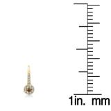 0.45 Carat (ctw) 14K Yellow Gold Round Champagne & White Diamond Ladies Halo Style Dangling Drop Earrings 1/2 CT