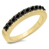 0.45 Carat (ctw) 10K Yellow Gold Round Cut Black Diamond Ladies Anniversary Wedding Band Stackable Ring 1/2 CT