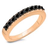 0.45 Carat (ctw) 14K Rose Gold Round Cut Black Diamond Ladies Anniversary Wedding Band Stackable Ring 1/2 CT
