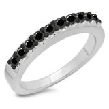 0.45 Carat (ctw) 14K White Gold Round Cut Black Diamond Ladies Anniversary Wedding Band Stackable Ring 1/2 CT
