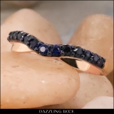 0.55 Carat (ctw) 10K Rose Gold Round Cut Blue Sapphire Ladies Anniversary Wedding Guard Contour Band 1/2 CT