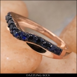 0.55 Carat (ctw) 10K Rose Gold Round Cut Blue Sapphire Ladies Anniversary Wedding Guard Contour Band 1/2 CT