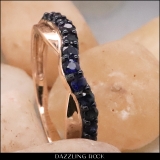 0.55 Carat (ctw) 10K Rose Gold Round Cut Blue Sapphire Ladies Anniversary Wedding Guard Contour Band 1/2 CT