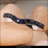 0.55 Carat (ctw) 10K White Gold Round Cut Blue Sapphire Ladies Anniversary Wedding Guard Contour Band 1/2 CT