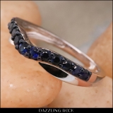 0.55 Carat (ctw) 10K White Gold Round Cut Blue Sapphire Ladies Anniversary Wedding Guard Contour Band 1/2 CT