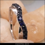 0.55 Carat (ctw) 10K White Gold Round Cut Blue Sapphire Ladies Anniversary Wedding Guard Contour Band 1/2 CT