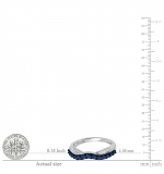 0.55 Carat (ctw) 10K White Gold Round Cut Blue Sapphire Ladies Anniversary Wedding Guard Contour Band 1/2 CT