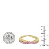 0.55 Carat (ctw) 10K Yellow Gold Round Cut Pink Sapphire Ladies Anniversary Wedding Guard Contour Band 1/2 CT