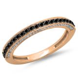 0.40 Carat (ctw) 14K Rose Gold Round Cut Black & White Diamond Ladies Anniversary Wedding Band Stackable Ring