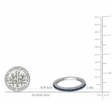 0.40 Carat (ctw) 10K White Gold Round Cut Blue Sapphire & White Diamond Ladies Anniversary Wedding Band Stackable Ring