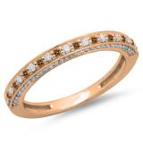 0.40 Carat (ctw) 14K Rose Gold Round Cut Champagne & White Diamond Ladies Anniversary Wedding Band Stackable Ring