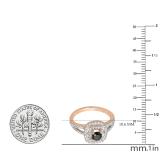 0.80 Carat (ctw) 14K Rose Gold Round Black & White Diamond Ladies Split Shank Engagement Halo Bridal Ring 3/4 CT