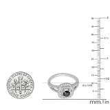 0.80 Carat (ctw) 14K White Gold Round Black & White Diamond Ladies Split Shank Engagement Halo Bridal Ring 3/4 CT