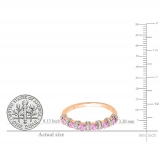 0.55 Carat (ctw) 14K Rose Gold Round Pink Sapphire And White Diamond Ladies Bridal Stackable Wedding Band Anniversary Ring 1/2 CT