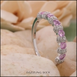 0.55 Carat (ctw) 14K White Gold Round Pink Sapphire And White Diamond Ladies Bridal Stackable Wedding Band Anniversary Ring 1/2 CT