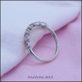 0.55 Carat (ctw) 14K White Gold Round Pink Sapphire And White Diamond Ladies Bridal Stackable Wedding Band Anniversary Ring 1/2 CT