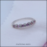 0.55 Carat (ctw) 14K White Gold Round Pink Sapphire And White Diamond Ladies Bridal Stackable Wedding Band Anniversary Ring 1/2 CT