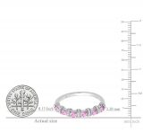 0.55 Carat (ctw) 14K White Gold Round Pink Sapphire And White Diamond Ladies Bridal Stackable Wedding Band Anniversary Ring 1/2 CT