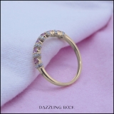 0.55 Carat (ctw) 14K Yellow Gold Round Pink Sapphire And White Diamond Ladies Bridal Stackable Wedding Band Anniversary Ring 1/2 CT