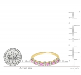 0.55 Carat (ctw) 14K Yellow Gold Round Pink Sapphire And White Diamond Ladies Bridal Stackable Wedding Band Anniversary Ring 1/2 CT