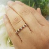 0.55 Carat (ctw) 14K Yellow Gold Round Ruby And White Diamond Ladies Bridal Stackable Wedding Band Anniversary Ring 1/2 CT