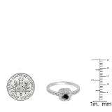 0.33 Carat (ctw) 14K White Gold Round Black & White Diamond Ladies Halo Style Bridal Engagement Ring 1/3 CT