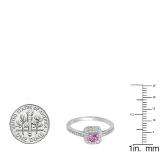 0.33 Carat (ctw) 14K White Gold Round Pink Sapphire & White Diamond Ladies Halo Style Bridal Engagement Ring 1/3 CT