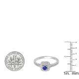0.33 Carat (ctw) 10K White Gold Round Tanzanite & White Diamond Ladies Halo Style Bridal Engagement Ring 1/3 CT