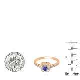 0.33 Carat (ctw) 14K Rose Gold Round Tanzanite & White Diamond Ladies Halo Style Bridal Engagement Ring 1/3 CT