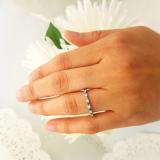 1.00 Carat (ctw) 14K White Gold Round Blue & White Diamond Ladies Eternity Wedding Anniversary Stackable Ring Band