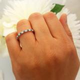 1.00 Carat (ctw) 14K White Gold Round Blue & White Diamond Ladies Eternity Wedding Anniversary Stackable Ring Band