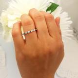 1.00 Carat (ctw) 14K White Gold Round Blue & White Diamond Ladies Eternity Wedding Anniversary Stackable Ring Band