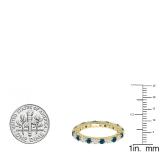 1.00 Carat (ctw) 14K Yellow Gold Round Blue & White Diamond Ladies Eternity Wedding Anniversary Stackable Ring Band