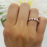 1.00 Carat (ctw) 10K Rose Gold Round Blue Sapphire & White Diamond Ladies Eternity Wedding Anniversary Stackable Ring Band