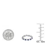 1.00 Carat (ctw) 10K White Gold Round Blue Sapphire & White Diamond Ladies Eternity Wedding Anniversary Stackable Ring Band