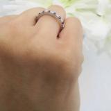 1.00 Carat (ctw) 10K White Gold Round Blue Sapphire & White Diamond Ladies Eternity Wedding Anniversary Stackable Ring Band