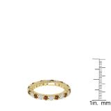 1.00 Carat (ctw) 10K Yellow Gold Round Champagne & White Diamond Ladies Eternity Wedding Anniversary Stackable Ring Band