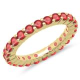 1.00 Carat (ctw) 10K Yellow Gold Round Ruby Ladies Eternity Wedding Anniversary Stackable Ring Band
