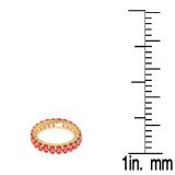 1.00 Carat (ctw) 10K Yellow Gold Round Ruby Ladies Eternity Wedding Anniversary Stackable Ring Band