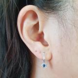 0.50 Carat (ctw) 10k White Gold Round Blue Sapphire & White Diamond Ladies Fine Dangling Drop Earrings 1/2 CT