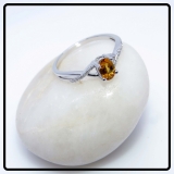 0.50 Carat (ctw) 10K White Gold Oval Cut Citrine & Round Cut White Diamond Ladies Bridal Swirl Split Shank Engagement Promise Ring 1/2 CT