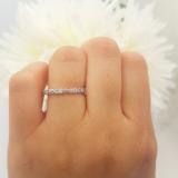 0.25 Carat (ctw) 10K White Gold Round Pink Sapphire And White Diamond Ladies Vintage Style Anniversary Wedding Eternity Band Stackable Ring 1/4 CT