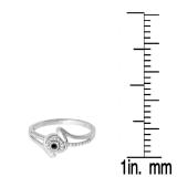0.15 Carat (ctw) 10K White Gold Round Black & White Diamond Ladies Twisted Split Shank Promise Engagement Ring