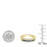 0.50 Carat (ctw) 10K Yellow Gold Round Blue Sapphire & White Diamond Ladies Anniversary Wedding Band 1/2 CT