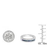 0.50 Carat (ctw) 14K White Gold Round Blue Sapphire & White Diamond Ladies Anniversary Wedding Band 1/2 CT