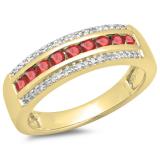 0.50 Carat (ctw) 18K Yellow Gold Round Ruby & White Diamond Ladies Anniversary Wedding Band 1/2 CT