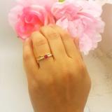0.50 Carat (ctw) 18K Yellow Gold Round Cut Ruby & White Diamond Ladies Bridal Engagement Ring With Matching Band Set 1/2 CT