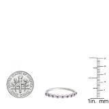 0.10 Carat (ctw) Sterling Silver Round Amethyst Ladies Anniversary Wedding Stackable Band Ring 1/10 CT