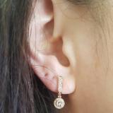 0.50 Carat (ctw) 14K Rose Gold Round Morganite & White Diamond Ladies Fine Dangling Drop Earrings 1/2 CT